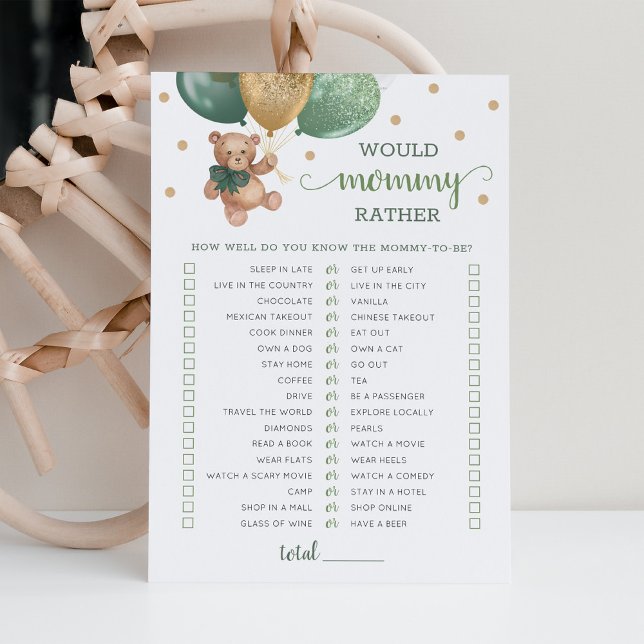 Would Mommy Rather Game Baby Shower Party Card (Creator Uploaded)