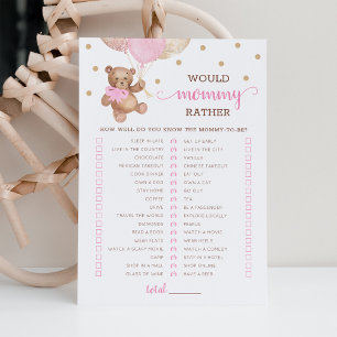 Would Mommy Rather Game Baby Shower Party Card