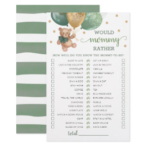 Would Mommy Rather Game Baby Shower Teddy Bear