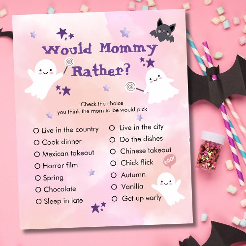 Would Mommy Rather  Halloween Baby Shower Game