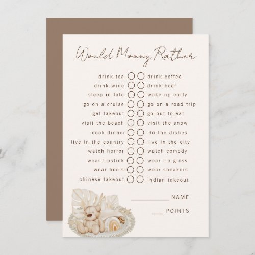 Would Mommy  Rather Party Game Enclosure Card