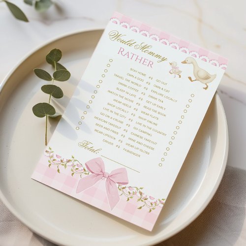 Would Mommy Rather Silly Goose Pink Gingham game