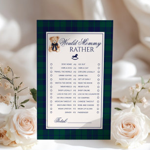 Would Mommy Rather Teddy Bear Navy Plaid game