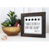 Would Poop Here Again Rustic Bathroom Wall Sign (Brown | White)