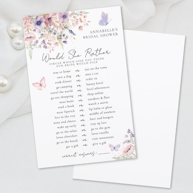 Would Rather Butterfly Wildflower Bridal Shower (Would Rather Butterfly Wildflower Bridal Shower)