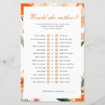 Would She Rather Aperol Spritz Bridal Shower Game