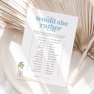 Would She Rather Baby Beach Shower Game Invitation