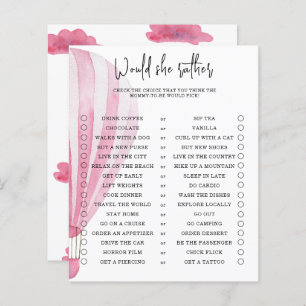 Would she rather - baby shower game