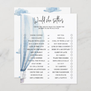 Would she rather - baby shower game