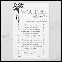Would She Rather Black Bow Bridal Shower Game