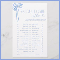 Would She Rather Blue Bow Bridal Shower Game