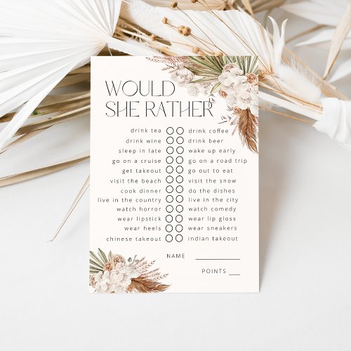 Would She Rather Bohemian Floral  Feathers Enclosure Card