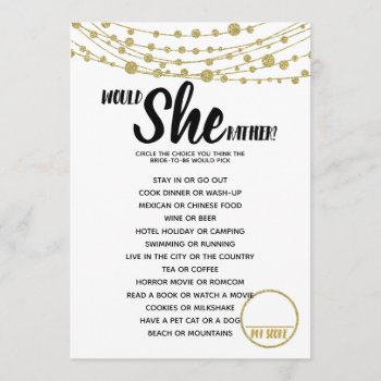 Would She Rather Bridal Baby Shower Game Invitation by TheArtyApples at Zazzle