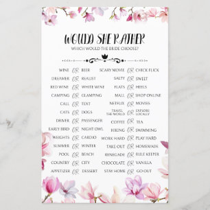 Would She Rather Bridal Shower Game