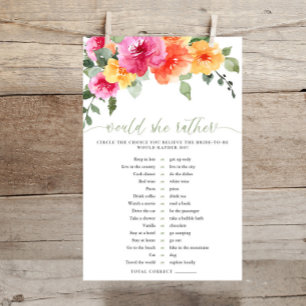 Would she rather bridal shower game colorful