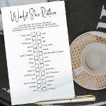 Would She Rather Bridal Shower Game Green Wash<br><div class="desc">Would She Rather Bridal Shower Game. Fun and simple quiz / guessing game where guest try and match their answers with those of the bride to be. "Would She Rather" title stands out in hand lettered calligraphy with casual elegance. Chic minimalist design with black and white typography on a white...</div>