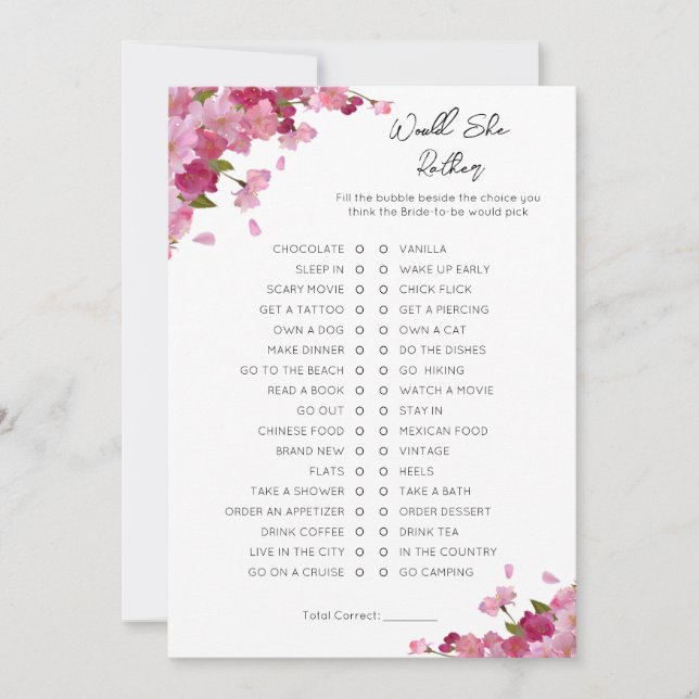 Would She Rather- Bridal Shower Game Holiday Card (Front)