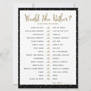 Would She Rather Bridal Shower Game Invitation