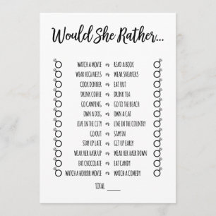 Would She Rather Bridal Shower Game Program