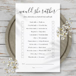 Would She Rather Bridal Shower Tea Party Game<br><div class="desc">This fun bridal shower game can be personalized with your own would she rather questions. Designed by Thisisnotme©</div>
