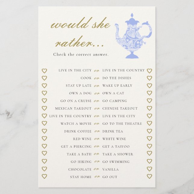 Would She Rather Bridal Tea China Set Lace Elegant Flyer (Front)