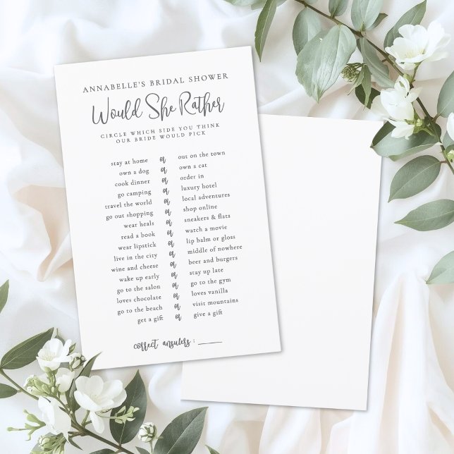 Would She Rather Bride Bridal Shower Game (Would She Rather Bride Bridal Shower Game)