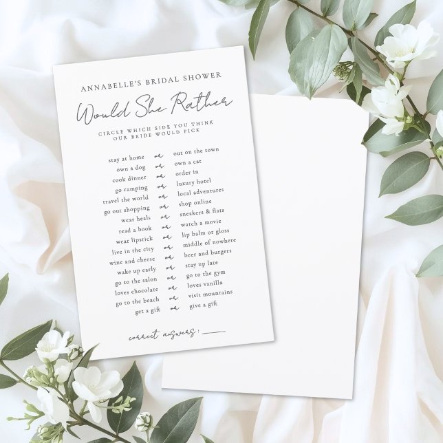 Would She Rather Bride Bridal Shower Game (Would She Rather Bride Bridal Shower Game)