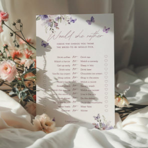 Would She Rather Butterfly Bridal Shower Game Card