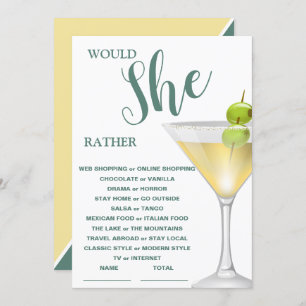 Would She Rather Elegant Bridal Shower Game Invitation