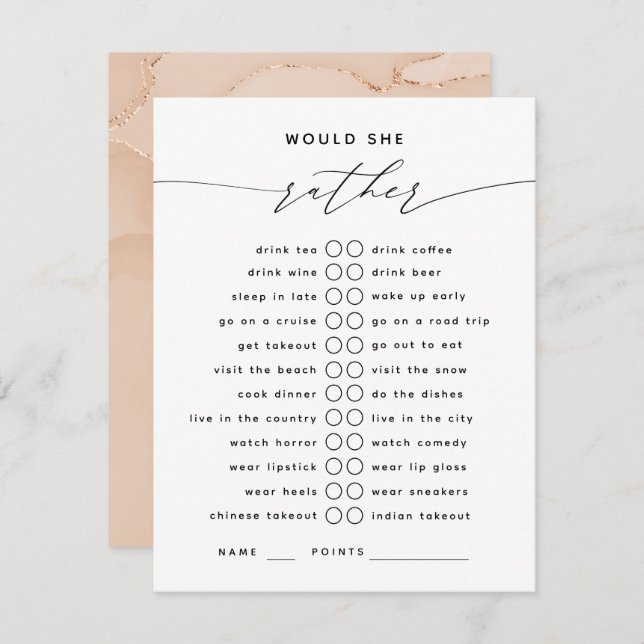 Would She Rather Elegant Script Enclosure Card (Front/Back)