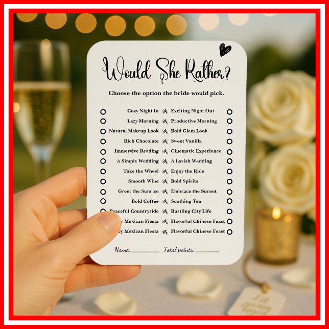 Would She Rather Game Bridal Shower Games Wedding Invitation (Creator Uploaded)