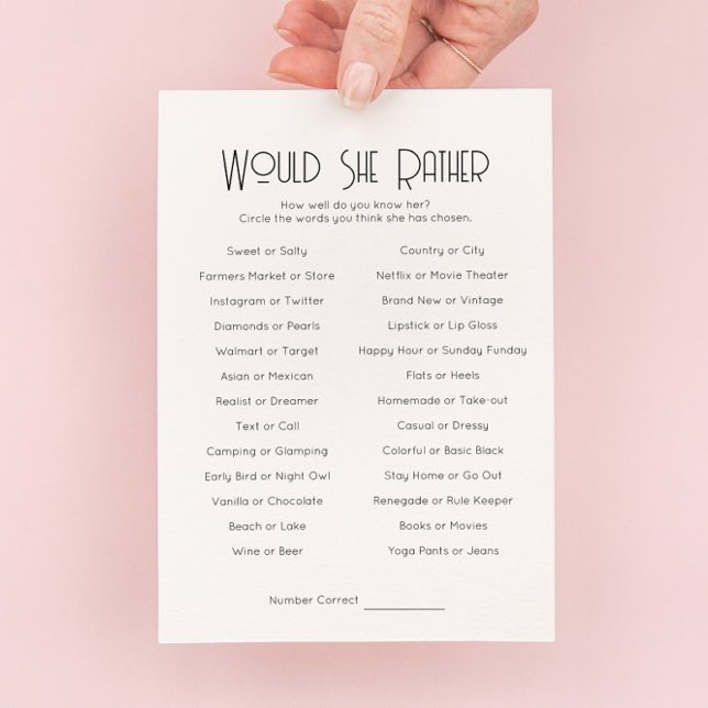 Would She Rather Game Card (Creator Uploaded)