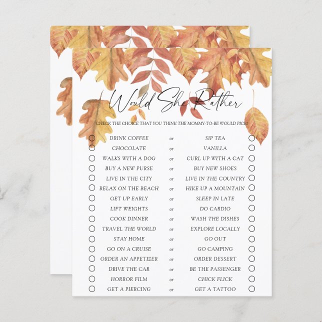 Would She Rather game - Falling leaves (Front/Back)