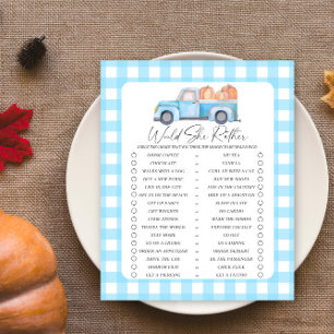 Would She Rather game - Pumpkin blue truck