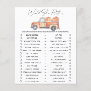 Would She Rather game - Pumpkin truck