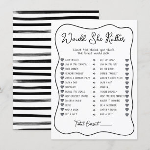 Would She Rather Hand Drawn Bridal Shower game Invitation