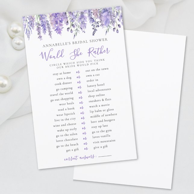 Would She Rather Lavender Floral Bridal Shower (Would She Rather Lavender Floral Bridal Shower)
