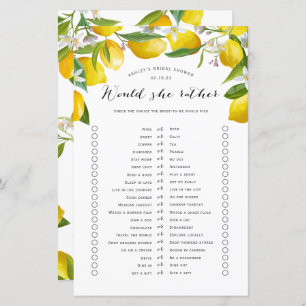 Would she rather, Lemon Bridal shower Games