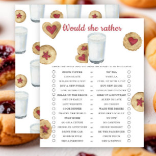 Would she rather Milk Cookies baby shower game