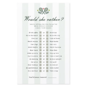 Would She Rather Perfect Match Bridal Shower Game