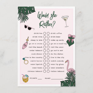 Would She Rather Retro Resort Bachelorette Enclosure Card