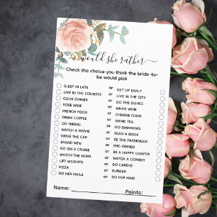 Would she rather rose floral bridal shower game
