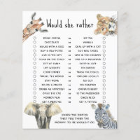 Would she rather - safari baby shower game