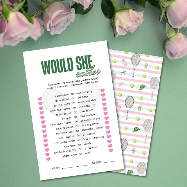 Would She Rather Tennis Bridal Shower Game (Creator Uploaded)