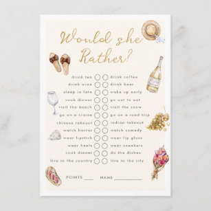 Would She Rather Winery Picnic Bachelorette Enclosure Card