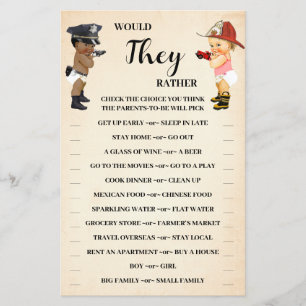 Would They Rather Little Recruit Shower Game Card Flyer