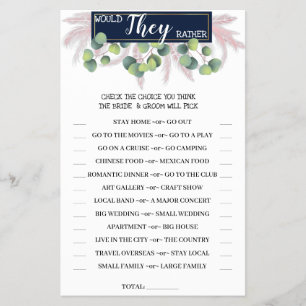 Would They Rather Pampas Grass Shower Game Card Flyer