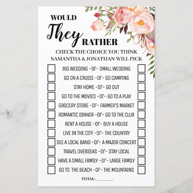 Would they rather shower game english spanish (Front)