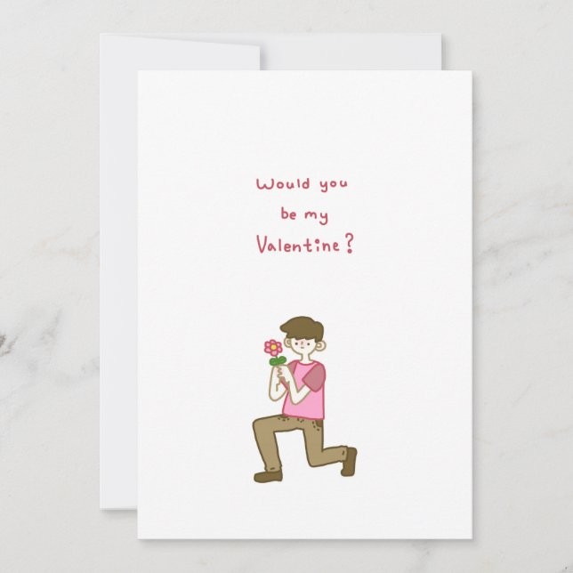 Would You Be My Valentine? A Boy With a Flower Holiday Card (Front)