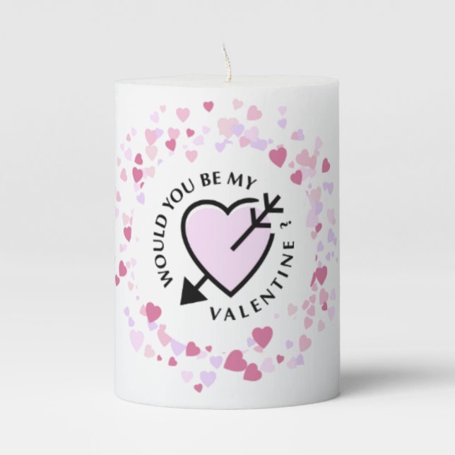 Would you be my Valentine  Pillar Candle (Front)